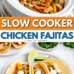 Chicken, bell peppers, and onions in tortillas as fajitas, with sour cream and lime on the side.